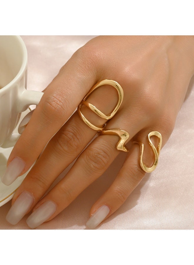 حقل 3 قطع من الخواتم النسائية مجموعة خواتم غير منتظمة الشكل للفتيات - الطراز الأوروبي والأمريكي - Image 4